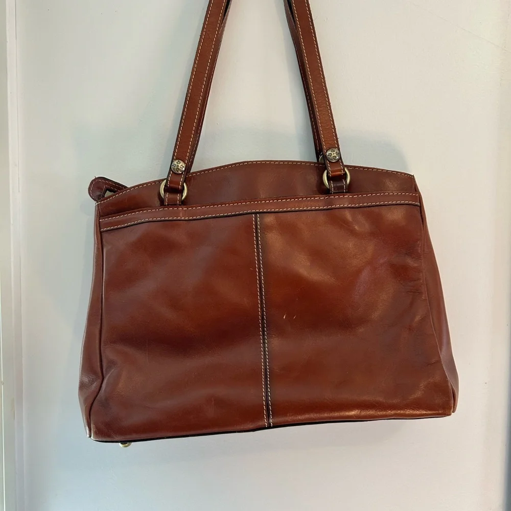 Patricia Nash Classic Cognac Tan Leather Tote Handbag - Picture 2 of 10